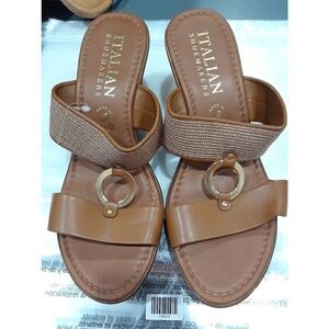 Italian Shoemakers Womens Wedge Slip On Sandals Brown 8